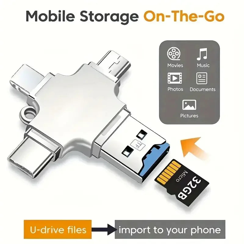 4 In 1 Flash Drive Card Reader - Wholesalus
