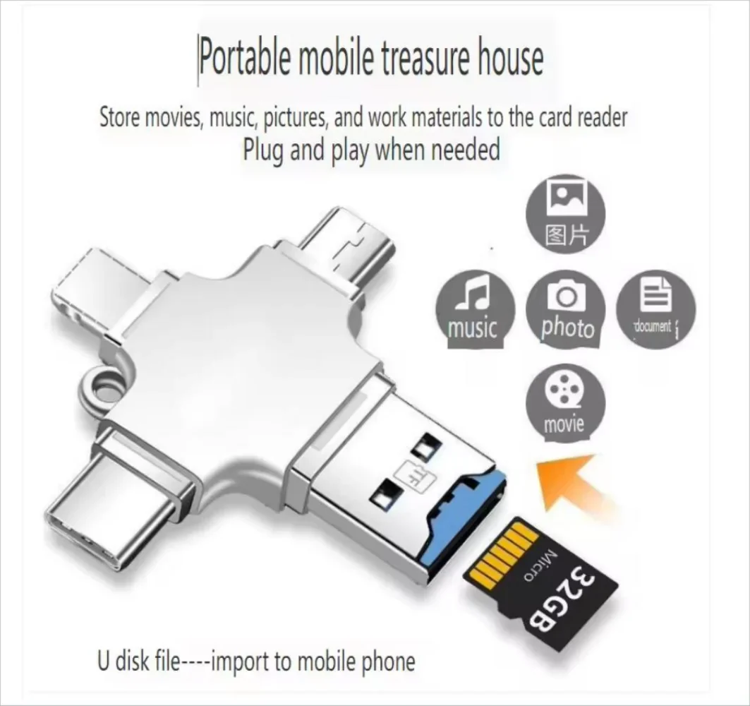 4 In 1 Flash Drive Card Reader - Wholesalus