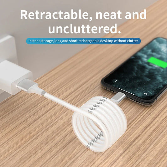 Self Winding Magnetic Fast Charging Data Cable - Wholesalus