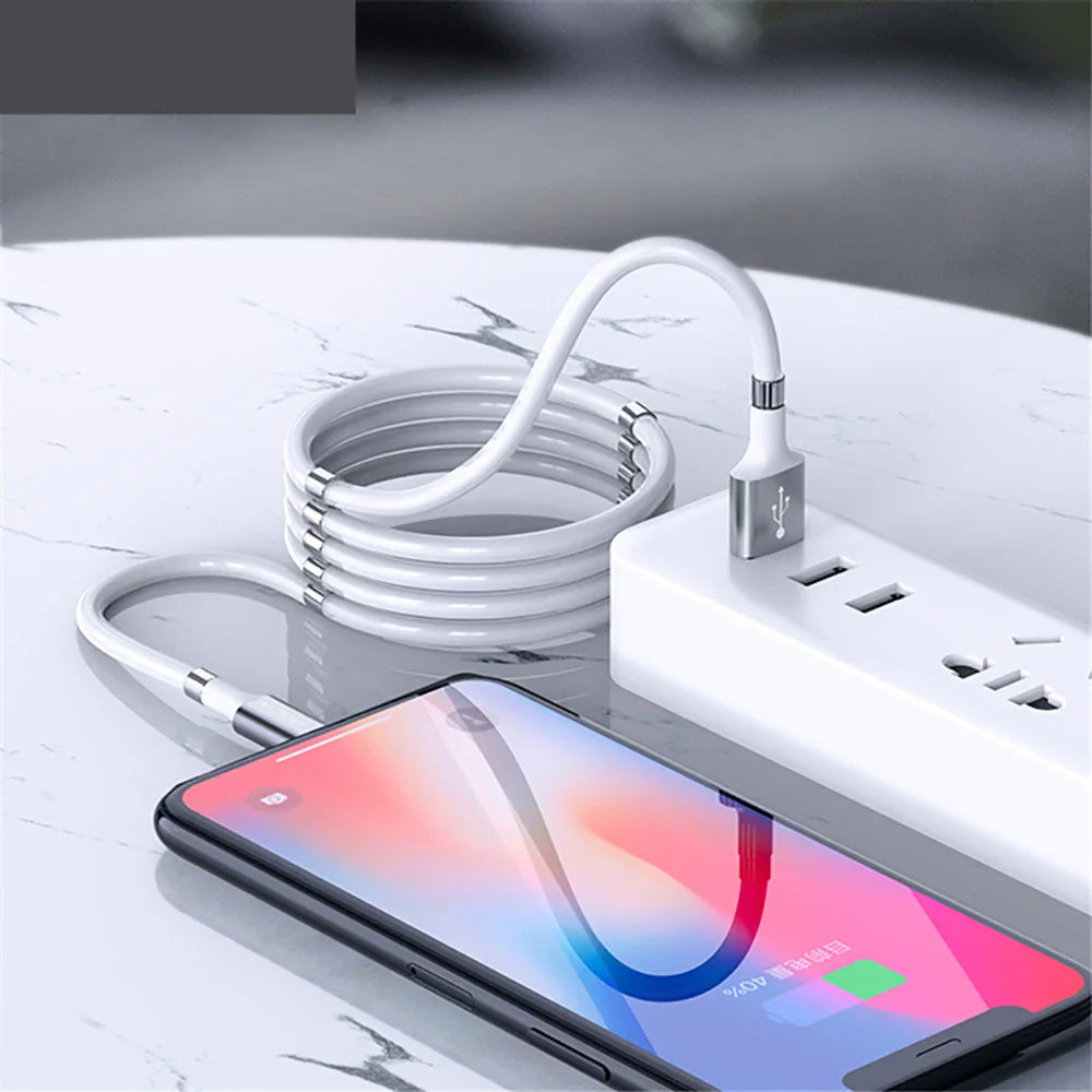 Self Winding Magnetic Fast Charging Data Cable - Wholesalus