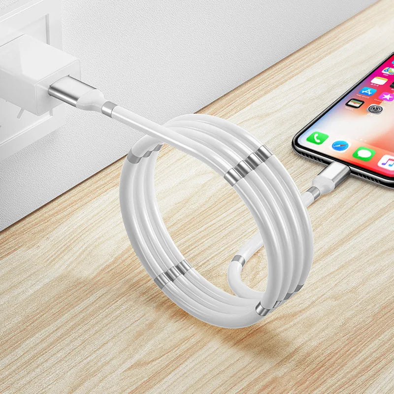 Self Winding Magnetic Fast Charging Data Cable - Wholesalus