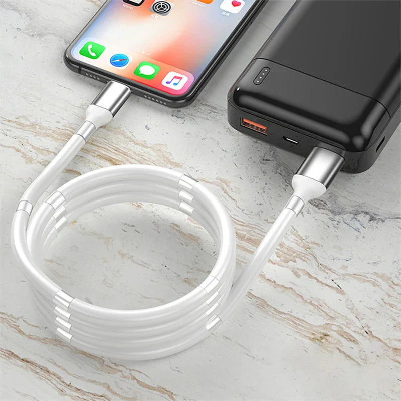 Self Winding Magnetic Fast Charging Data Cable - Wholesalus