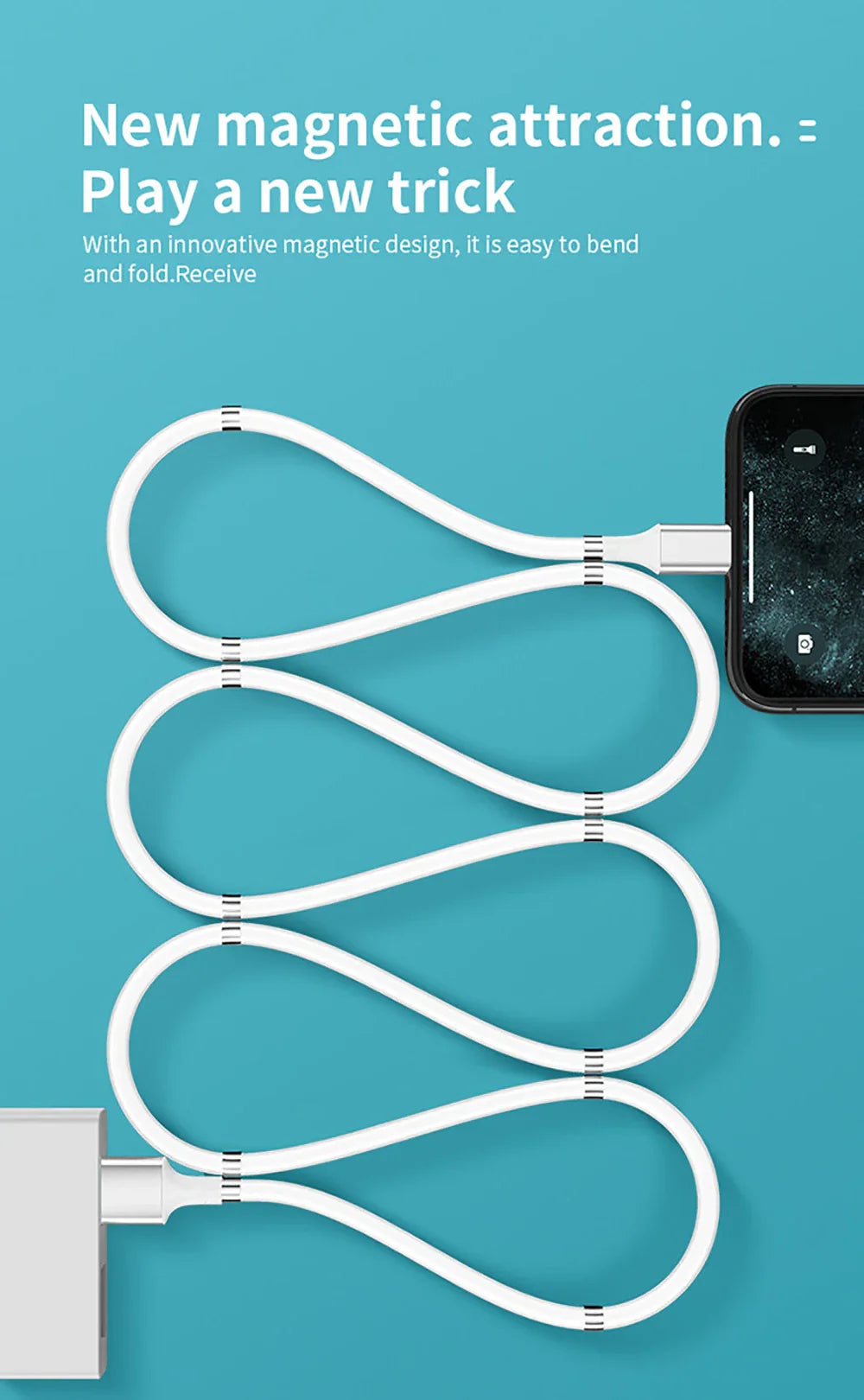 Self Winding Magnetic Fast Charging Data Cable - Wholesalus