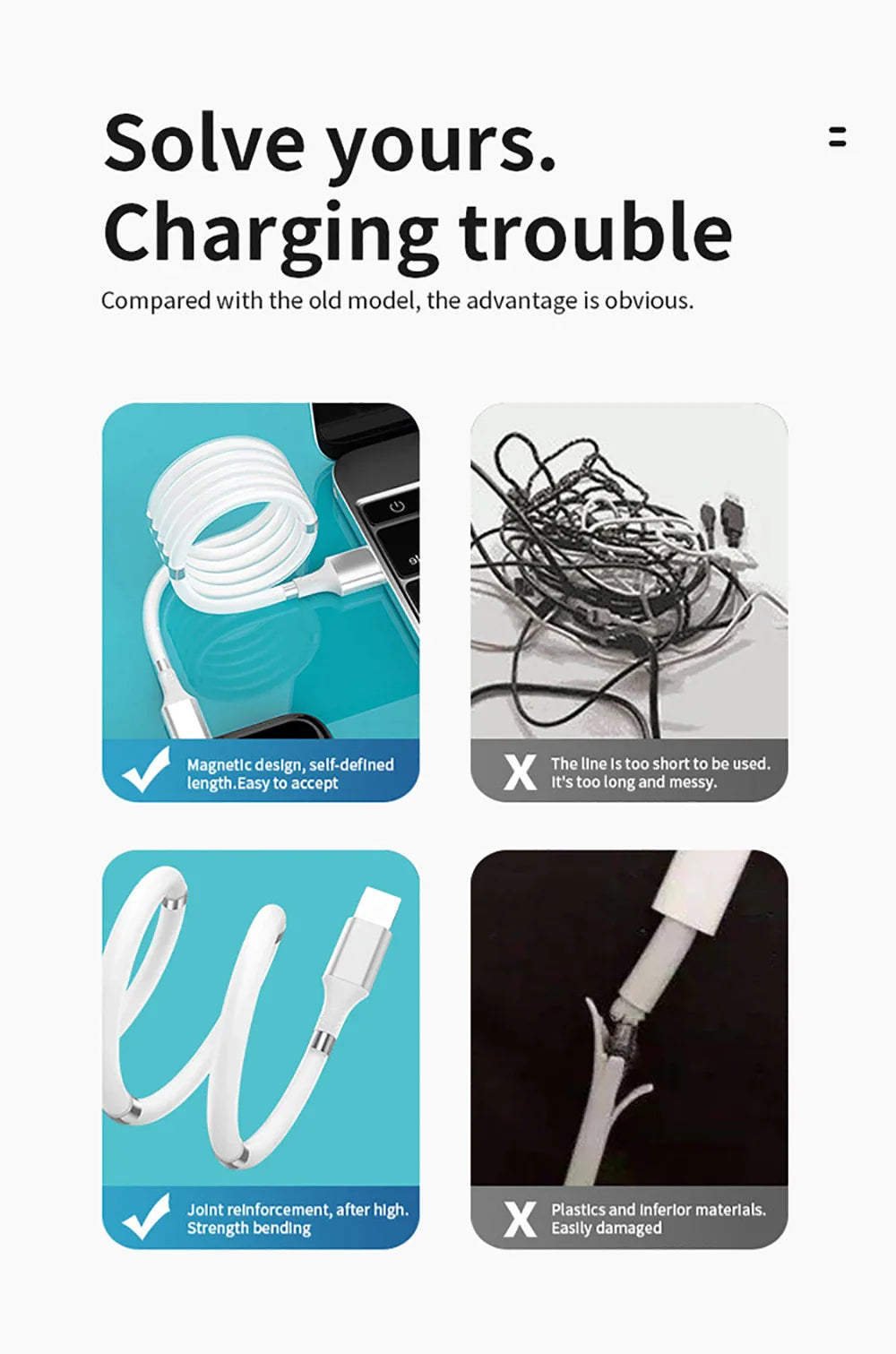 Self Winding Magnetic Fast Charging Data Cable - Wholesalus