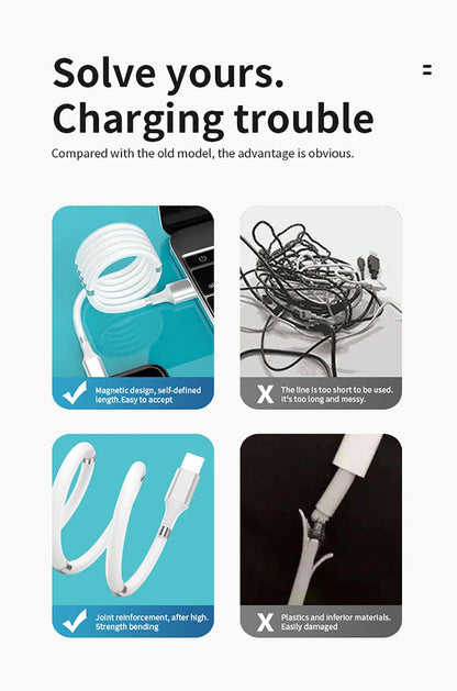 Self Winding Magnetic Fast Charging Data Cable - Wholesalus