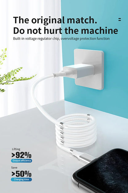 Self Winding Magnetic Fast Charging Data Cable - Wholesalus