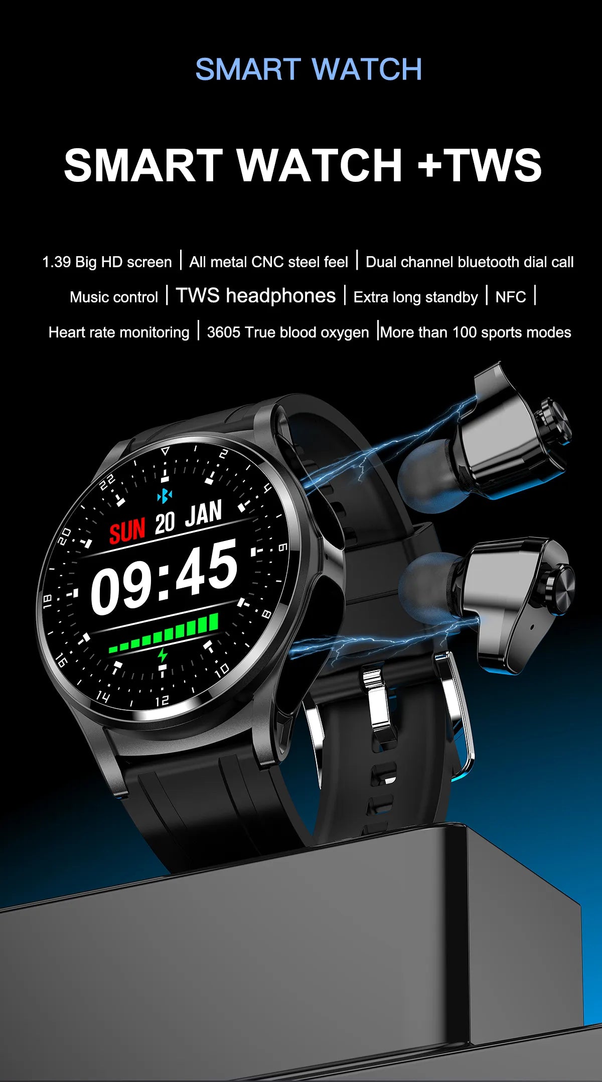 Smart Two-in-one Bluetooth Watch